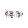 GRS Certified 41.17 CTTW Sri Lanka No Heat Blue Sapphire Bracelet with Diamond & Ruby in 18K White Gold