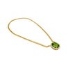 GRS Certified 51 carat Green Oval Cut Peridot with Diamond Halo in 18K Gold Cuban Chain Setting Pendant Necklace