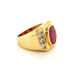GRS Certified 6.2 Carat Ruby & Diamond Bezel Set 14K Gold Gypsy Style Mens Ring