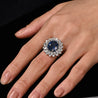 GRS Certified 7.15 Carat Vivid Blue Sapphire & Diamond 18K Ring