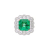 GRS Certified 8.04 Carat Minor Oil Colombian Emerald & Diamond Halo Ring