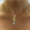 Collier Pendentif flottant papillon en grappe avec pierres précieuses en or 18