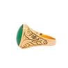 Grade A Jadeite Jade in 22K Carved Gold Solitaire Bezel Set Unisex Ring