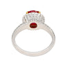 Gubelin Certified 3.02 Carat Cushion Cut Burma Ruby & Round Cut Diamond Platinum Ring