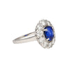 Gubelin Certified Vintage 1.88 Carat No Heat Oval Cut Blue Sapphire Retro Era Ring