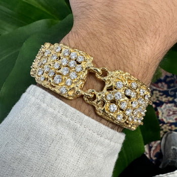 Heavy Vintage Diamond 5-Link 14K Gold Nugget Bracelet – Assay Jewelers