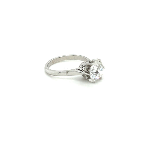 IGI Cert. 2.08 Carat Lab Grown Old European Cut Diamond Vintage 6-Prong Engagement Ring