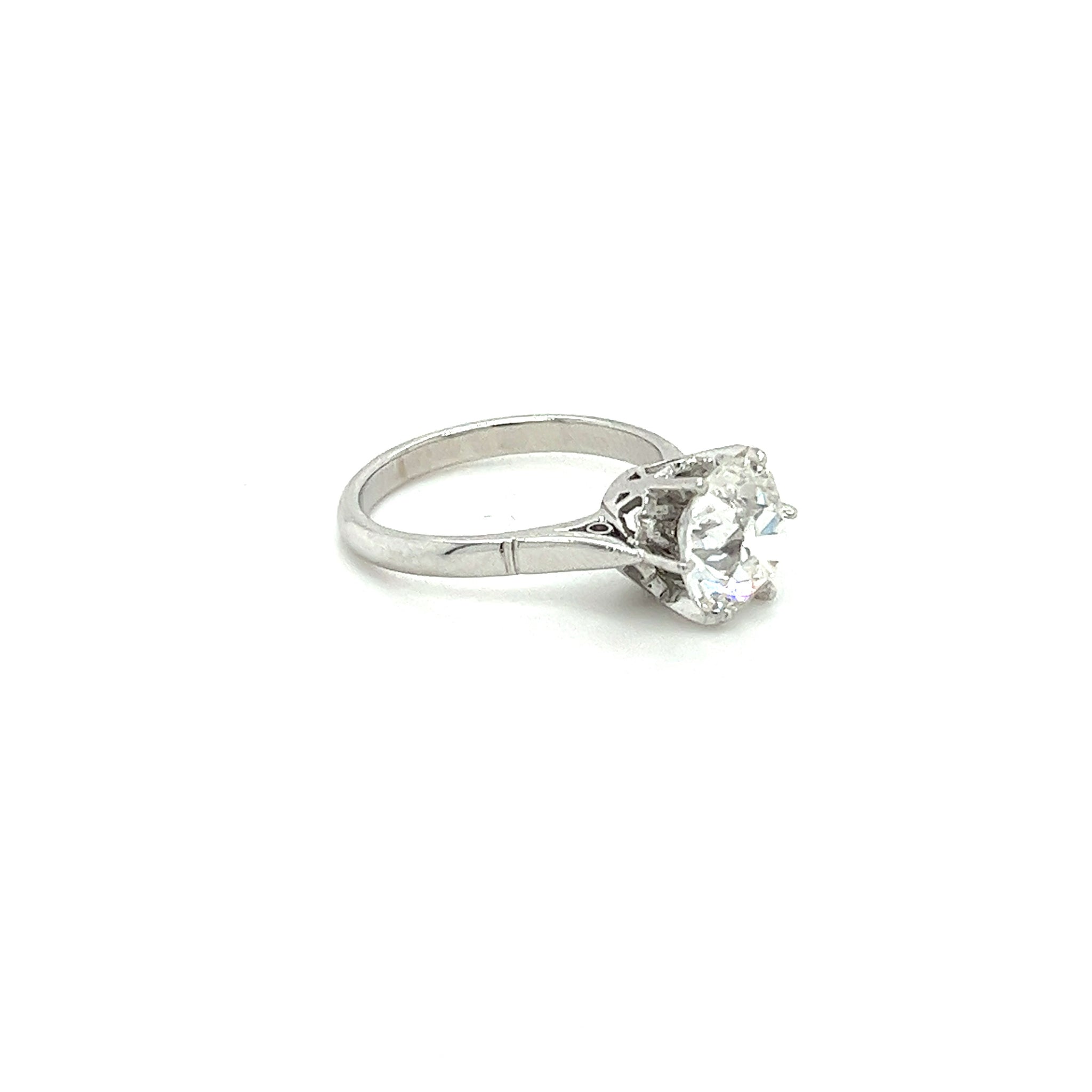 IGI Cert. 2.08 Carat Lab Grown Old European Cut Diamond Vintage 6-Prong Engagement Ring