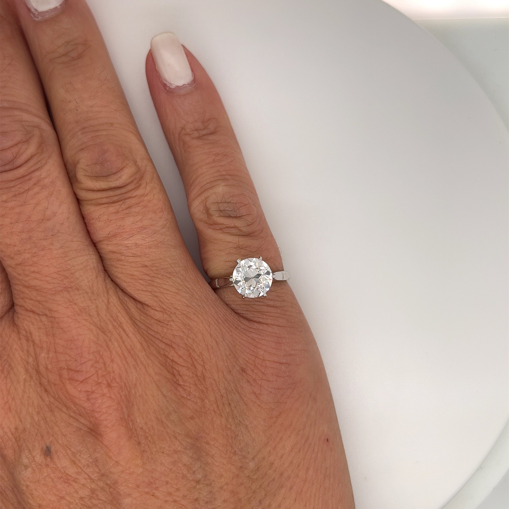 IGI Cert. 2.08 Carat Lab Grown Old European Cut Diamond Vintage 6-Prong Engagement Ring