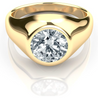 IGI Certified 2.5-3 Carat Round Lab Grown Diamond Bezel Set Mens Solitaire Ring in 14K Solid Gold