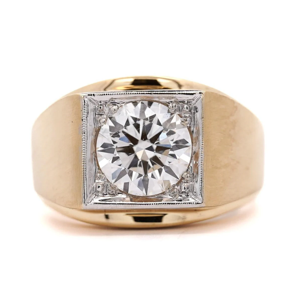 IGI Certified 3.83 Carat G/VS1 Lab Grown Diamond 18K Gold Matte Mens Ring