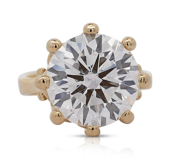 IGI Certified 8.23 Carat Lab Grown Diamond 14K Gold Crown Style Engagement Ring