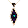Intarsia Opal Malachite & Black Onyx with Diamond 14K Gold Pendant Necklace