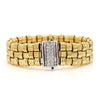 Italian 18K Gold Diamond Pave Clasp Woven Basket Bracelet