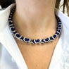 Lapis Lazuli Ball and Diamond 18K White Gold Choker Necklace Signed BIBIGI