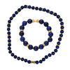 Lapis Lazuli Bead with Diamond Rondelles 18K Yellow Gold Necklace & Bracelet Set