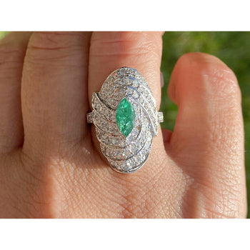 Marquise Cut Emerald and Diamond Dome Ring – Assay Jewelers