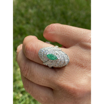 Marquise Cut Emerald and Diamond Dome Ring – Assay Jewelers