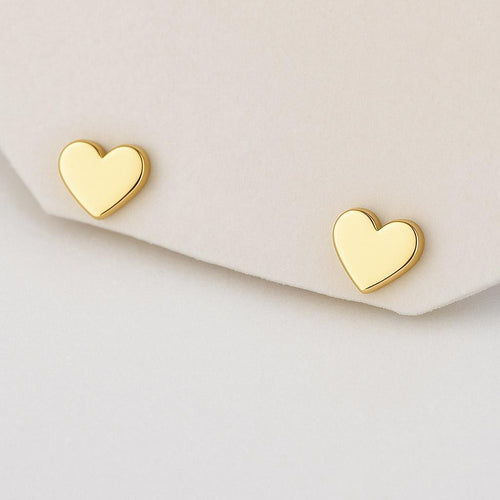 Mini 14k Gold Heart Stud Earrings On Screw Backs