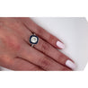 Natural 1.40 Carat Round Cut Diamond With Blue Sapphire Halo in Filigree Art Deco Ring Setting