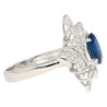 Natural 1.52 Carat Oval Blue Sapphire and Diamond Platinum Floral Ring