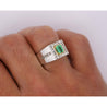 Natural 1.78 Carat Emerald and Diamond 18K Gold Mens Ring