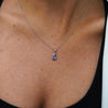 Natural 2 Carat Pear Cut Tanzanite in 18K White Gold Teardrop Pendant Necklace