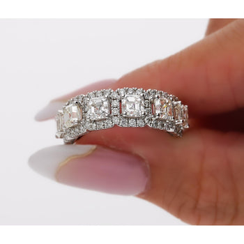 Natural 2.75 CTTW Asscher Cut Diamond Crown Engagement Ring in 18K White Gold – Assay Jewelers