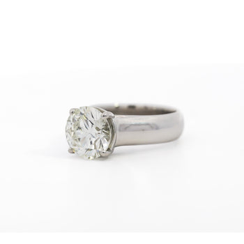Natural 4.07 Carat H/SI1 Round Diamond Solitaire Wide Shank Ring In Platinum – Assay Jewelers