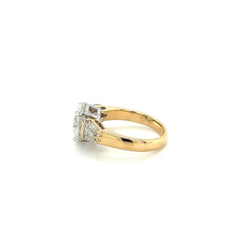 Natural 4.21 Carat Round Diamond Engagement Ring With Baguette Diamonds in Two Tone 18k Gold – Assay Jewelers