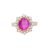 Natürlicher 4,62 Karat pink-roter Sternrubin und Diamant-Cocktail-Ring