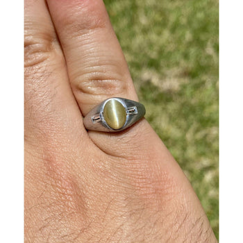 Natural Cats Eye and Baguette Cut Diamonds in Platinum Ring – Assay Jewelers