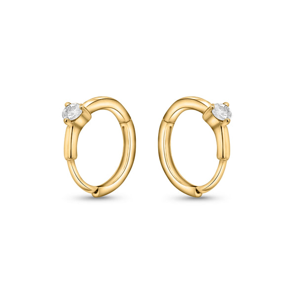 Natural Diamond 14K Huggie Hoop Earrings Multi Ear Placement
