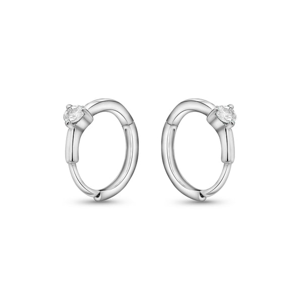 Natural Diamond 14K Huggie Hoop Earrings Multi Ear Placement