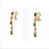 Natural Emerald Drop Earrings in 14k Gold Clip On Closure