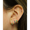 Natural Emerald Multi Placement Huggie Earrings In 14K Rose Gold