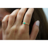 Natural Emerald Square Cut Thin Ribbed Band Stacking Ring in 18K Yellow Gold