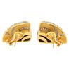 Natural Onyx & Diamond Earrings in Textured Ribbed 18K Yellow Gold and Platinum