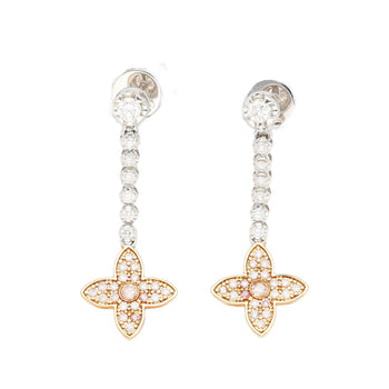 Natural Pink & White Diamond Floral Drop Earrings in 18k White and Rose Gold – Assay Jewelers