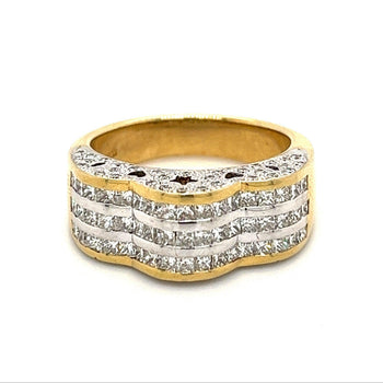 Ring cluster a stella con diamanti naturali taglio princess in oro 18k – Assay Jewelers