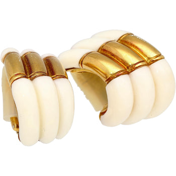 Boucles d'oreilles rétro à clip en agate blanche naturelle en or jaune 18K – Assay Jewelers