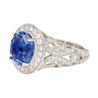 No Heat 4.79 Carat Blue Ceylon Sapphire with Diamonds in 18K Gold Ring