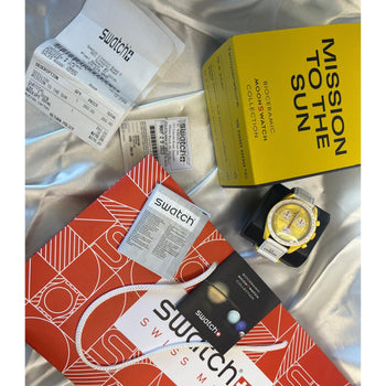 Omega Swatch Sunface Mission To The Sun Nuovo Di Zecca Set Completo Con Ricevuta – Assay Jewelers