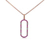 Open Oval 14K Rose Gold Diamond and Sapphire Pendant Necklace