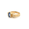 Oval Cut Blue Sapphire Regal Band Ring in 18k | Half Bezel Set