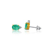 Oval Cut Natural Emerald Stud Earrings in 18k Solid Gold