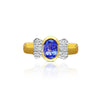 Ovaler Schliff Violetter Tansanit in 14k Massivgold Fliege Ring