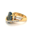 Overlap Bypass Blue Topaz and Diamond Cocktail Ring for Women