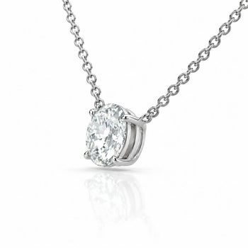 1-3 Carat Oval Diamond East West 14K Gold Floating Pendant Necklace – Assay Jewelers