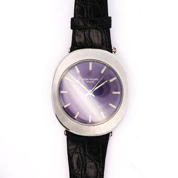 Patek Philippe "Jumbo UFO" Automatic Steel Purple 35mm Dial Leather Strap Watch – Assay Jewelers